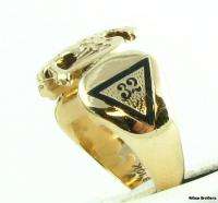 32nd Degree Masonic Scottish Rite Masons Ring   10k Gold Ostby Barton 