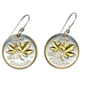   Gold on Sterling Silver Nautical Coins   Canadian penny Maple leaf