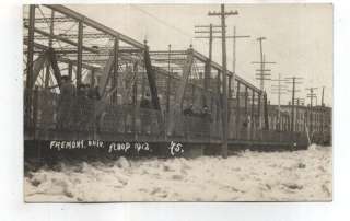 OH   FREMONT OHIO RPPC Postcard 1912 FLOOD BRIDGE  