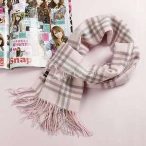    Pink Plaid Cashmere Scarf for Men and Women 