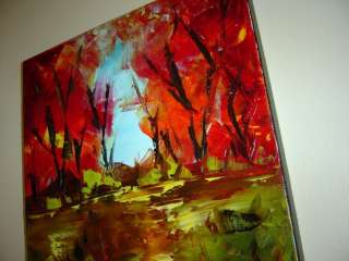   ABSTRACT MODERN CONTEMPORARY OIL PAINTING AUTUMN PASS Eugenia Abramson