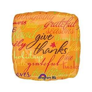  Give Thanks Square Shaped 18 Mylar Balloon Health 