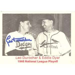 Leo Durocher Autographed 1946 National League Playoff Card  