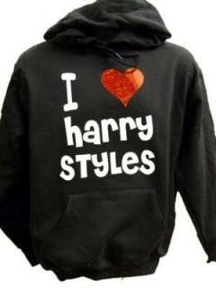 Harry Styles Black Hoodie Red Heart One Direction LARGE  