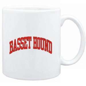  Mug White  Basset Hound ATHLETIC APPLIQUE / EMBROIDERY 