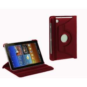  Navitech 360 Degree Rotating Red Bycast Leather Case With 