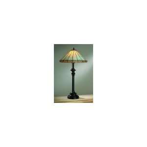   Lam 595 2 TB Pale Green/Rose/Amber & Clear Stained Glass Table Lamp