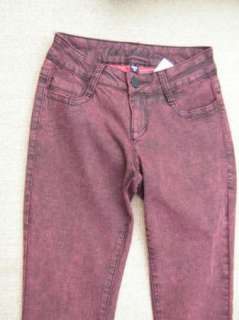 BEBE addiction jeans skinny ankle RED STONE WASHED acid wash red 25 