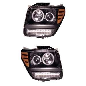DODGE NITRO 07 08 PROJECTOR HEADLIGHT HALO G2 BLACK CLEAR AMBER WITH 