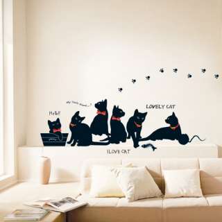 Lovely Black Cats Adhesive WALL STICKER Removable Decal  