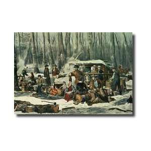  American Forest Scene Maple Sugaring 1856 Giclee Print 