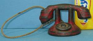 VERY OLD CAST IRON ARCADE TOY TELEPHONE ALL ORIGINAL COMPLETE W/ DIAL 