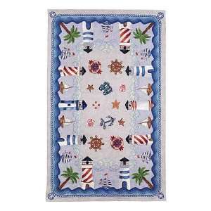 Lighthouses and Palm Trees Rug, 4´ x 6´ 