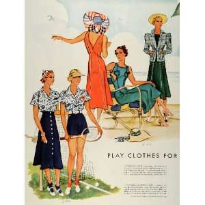 : 1937 Print Womens Casual Sportswear McCalls Fashion Patterns Tennis 