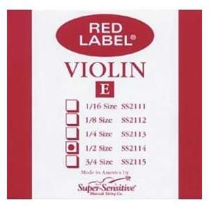  Super Sensitive Red Label 1/2 Violin E String   Medium 