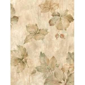  Wallpaper Tuscan Fall Leaves Green Tan Leaf Pattern on 