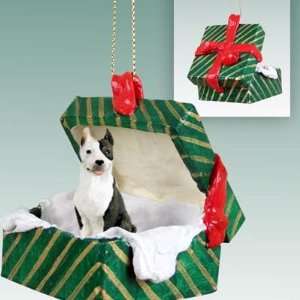  Pit Bull Terrier Green Gift Box Dog Ornament   Brindle 