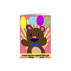  A Bear hug with balloons to a special little girl Card 