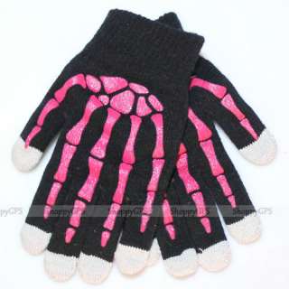 Rosy Skeleton woman Touch Screen Gloves Soft for iPHONE iPod Touch 
