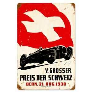  Swiss Race Car Vintaged Metal Sign