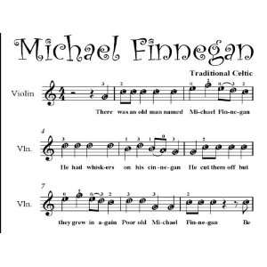    Michael Finnegan Easy Violin Sheet Music Traditional Celtic Books