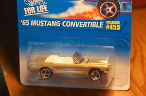 96 Hot Wheels 65 Mustang Convertible #455 3 sp  Gold  