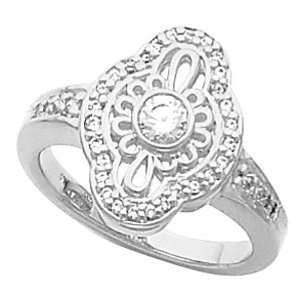  Platinum Diamond Antique Style Ring   0.40 Ct.: Jewelry