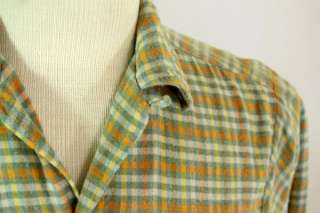 Vintage VLV 50s/60s Flannel Plaid Rockabilly Shirt S 14  