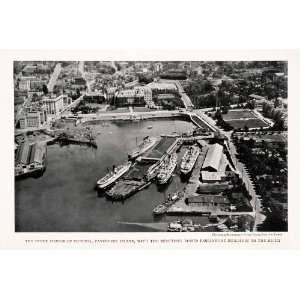 1926 Halftone Print Victoria Harbor Ship Port Vancouver Island Canada 