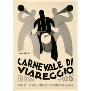 1929 Lucio Venna Carnevale Viareggio Jazz Mini Poster   Original Mini 