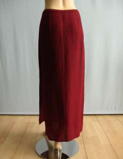 Eileen Fisher Long Linen Skirt Burgundy L #2408  