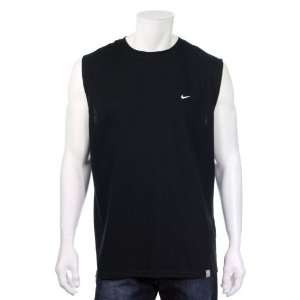  Nike Mens Black Basic Swoosh Sleeveless Crew Neck Shirt 