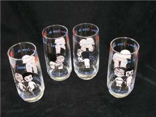 Kim Casali LOVE IS Glass Tumblers Lot of 4 Los Angeles Times Promo 