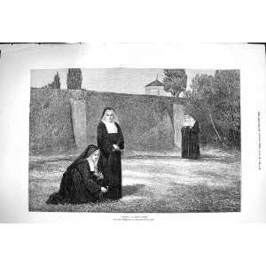 1876 Edwin Bale Finea Art Ladies Nuns Easter Flowers 