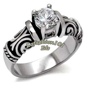NEW Antique style Womens Stainless Steel Wedding/Engagement Ring SIZE 