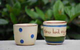 Vintage TORQUAY Motto Ware Egg Cups  Ye Olde Devon Pottery 