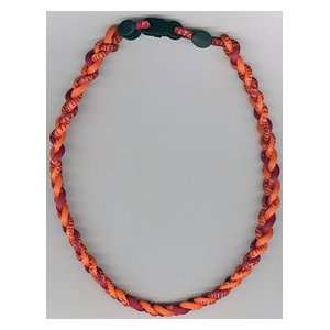  Titanium Ionic Braided Necklace   Burgandy/Orange: Sports 