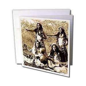   Vintage Hula Girls Sepia   Greeting Cards 6 Greeting Cards with