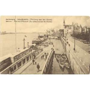   Vintage Postcard Vue sur lEscaut   Floating Bridge   Antwerp Belgium