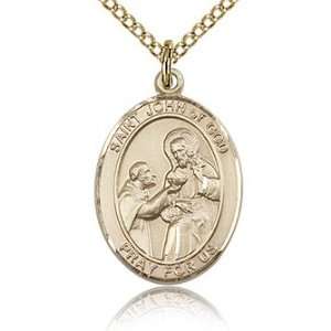    Gold Filled 3/4in St John of God Medal & 18in Chain Jewelry
