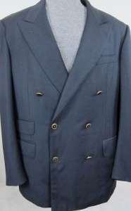 Alfred Dunhill DB Navy Blazer Sport Coat Brass Sig Buttons Made in 