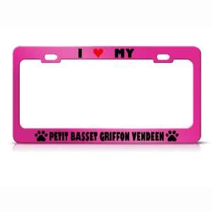 Petit Basset Griffon Vendeen Paw Love Pet Dog license plate frame Tag 