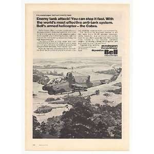  1974 Bell Cobra Military Armed Helicopter Print Ad