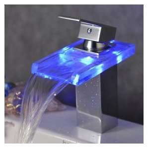  Color Changing LED Waterfall Bathroom Sink Faucet (Chrome 