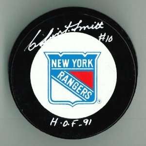 Clint Smith Autographed Rangers Game Puck w/ HOF #2