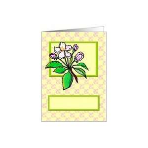  Apple Blossom in Pink and Yellow Checkerboard Pattern Card 