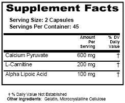   fatigue ingredients calcium pyruvate l carnitine alpha lipoic acid