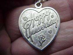 VINTAGE Sterling Silver HAPPY ANNIVERSARY HEART Charm, 1960s  