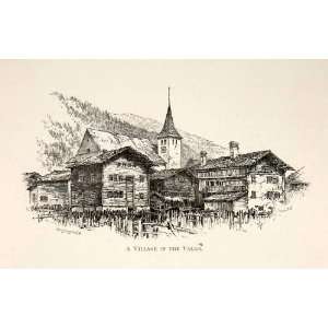  1891 Wood Engraving Whymper Valais Canton Switzerland Alps 