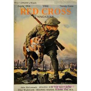  1918 Cover Red Cross WWI Soldier Rescues Dog Wadsworth 
